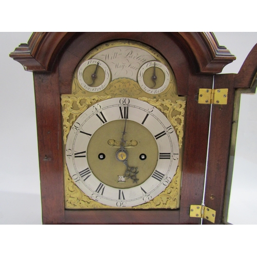 8072 - A late Georgian twin fusee bracket clock, the ornate engraved arch face named 