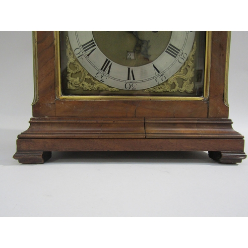 8072 - A late Georgian twin fusee bracket clock, the ornate engraved arch face named 