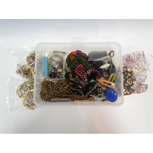 1434 - A box of costume jewellery together with a selection of watches