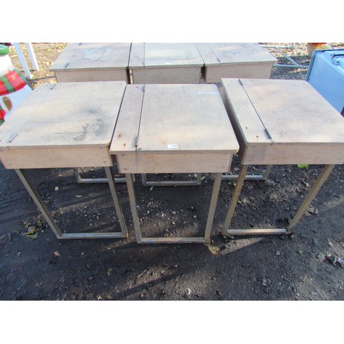 3350 - Three school desks        (Group with others)    (E) £10-20