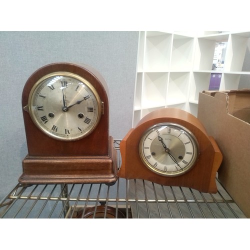 8022 - Three mantel clocks including Kienzle, Smiths, J B Yabsley and a wall clock (4)