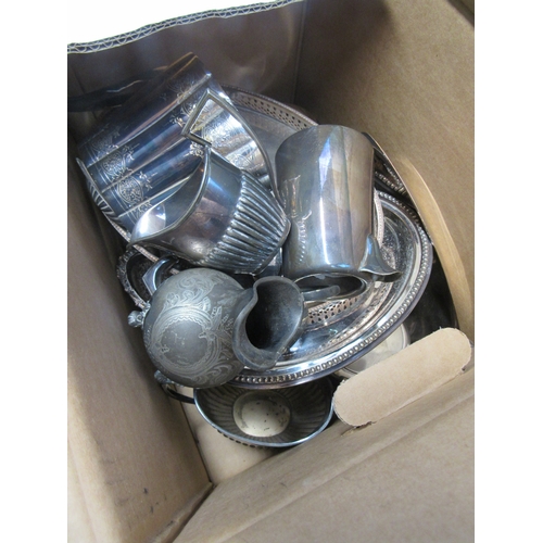 1215 - A box of silver plated wares including tea wares, tray etc.  (R)  £15 or GROUP