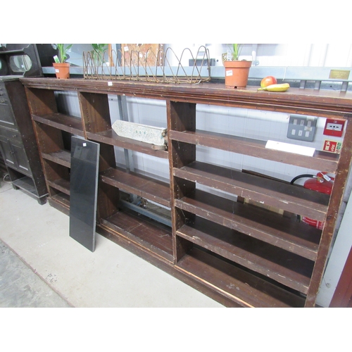 3216A - A large set of Edwardian stained pine bookshelves 280w x 137t x 28cm deep