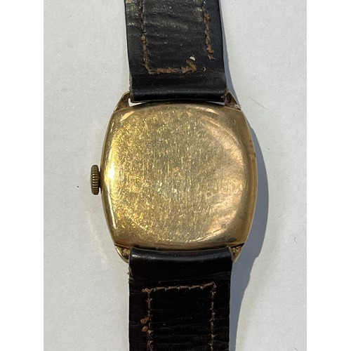 8154 - An Omega gentleman's 9ct gold cushion cased wristwatch with Arabic dial, sweep second subsidiary dia... 