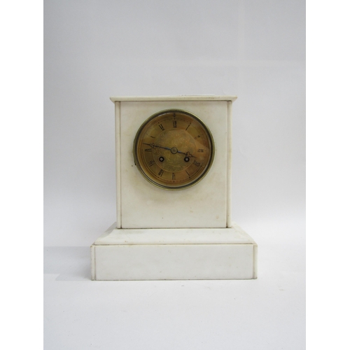 8078A - A marble mantel clock inscribed Hatton A Paris to face, with engraved brass dial and Roman numerals,... 