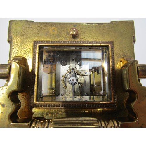 8086 - A 19th Century striking and repeating carriage clock in architectural brass column case, silvered Ro... 