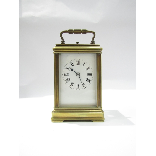 8091A - A 20th Century brass cased carriage clock, the movement marked R&Co. 12cm tall