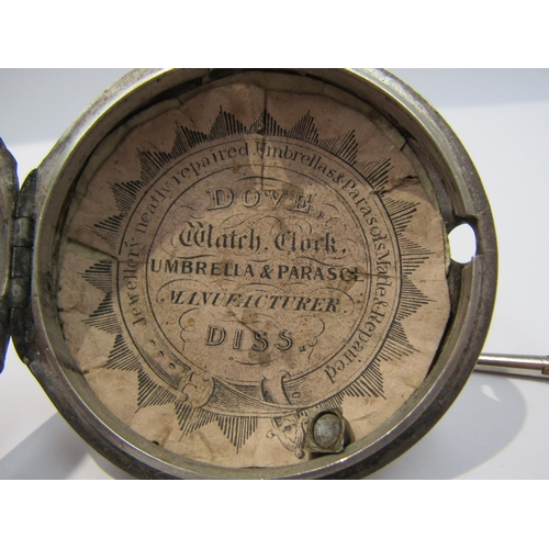 8092 - Two late 18th/early 19th Century silver pair cased English fusee pocket watches with Roman enamelled... 