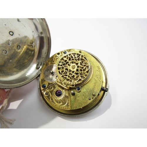 8092 - Two late 18th/early 19th Century silver pair cased English fusee pocket watches with Roman enamelled... 