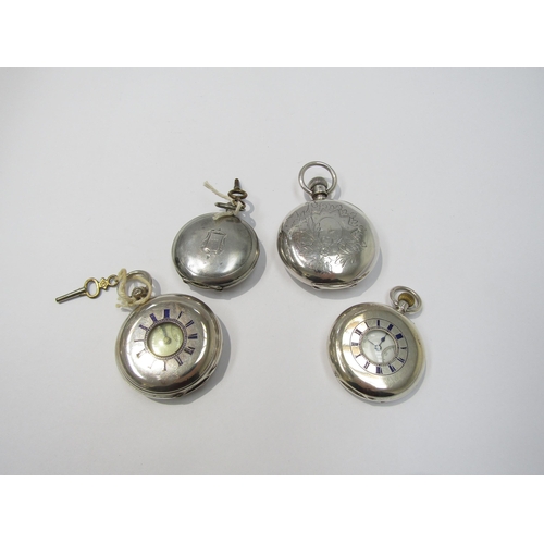 8094 - Two silver full hunter cased pocket watches (Waltham USA & Turkish market dial) together with two si... 