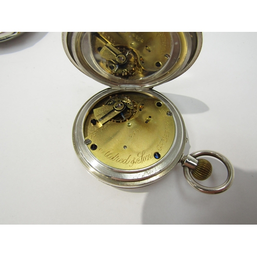 8094 - Two silver full hunter cased pocket watches (Waltham USA & Turkish market dial) together with two si... 