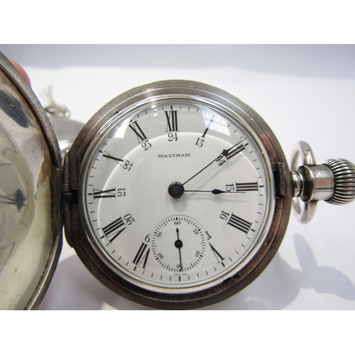 8094 - Two silver full hunter cased pocket watches (Waltham USA & Turkish market dial) together with two si... 