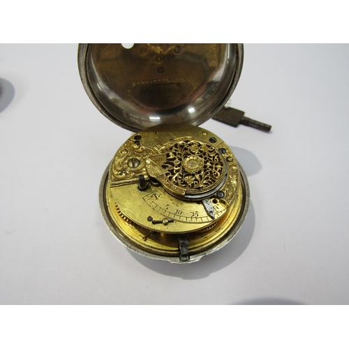 8096 - Two late 18th/early 19th Century silver pair cased English fusee pocket watches with Roman and Arabi... 