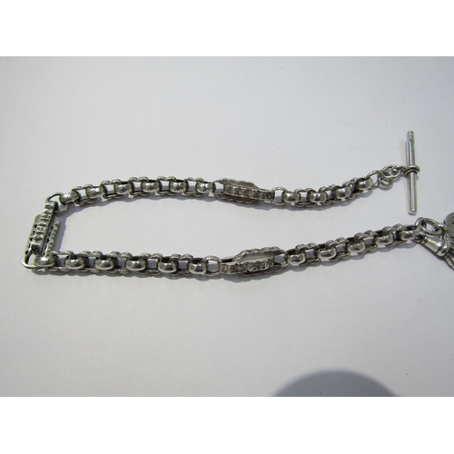 8104 - A silver watch chain with T -bar and fob   (R) £60