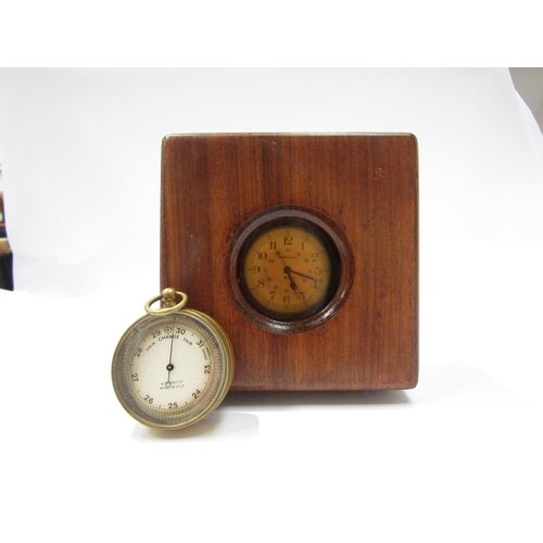 8110 - A Hamilton pocket watch in mahogany campaign style box, together with a pocket barometer (2) box: 5c... 