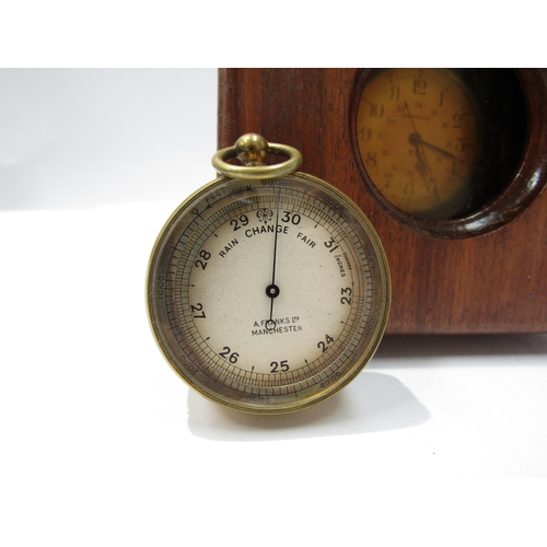 8110 - A Hamilton pocket watch in mahogany campaign style box, together with a pocket barometer (2) box: 5c... 