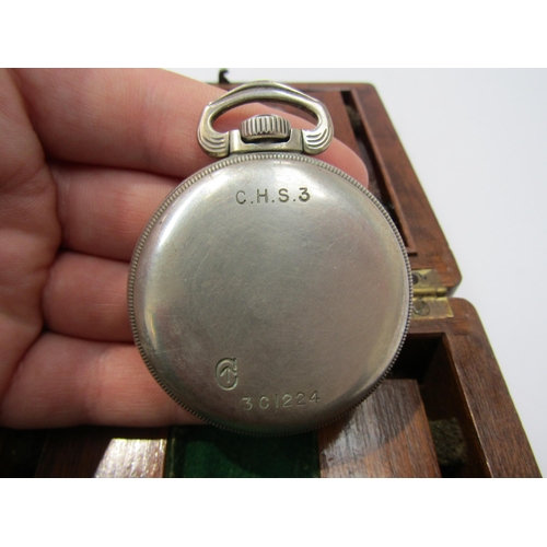 8110 - A Hamilton pocket watch in mahogany campaign style box, together with a pocket barometer (2) box: 5c... 