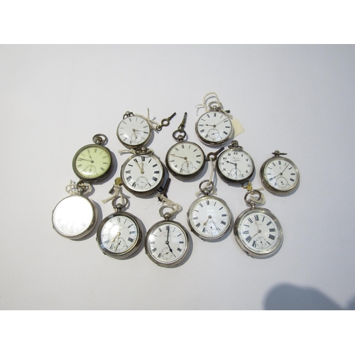 8119 - Twelve assorted 19th Century silver cased English pocket watches, most with fusee movements