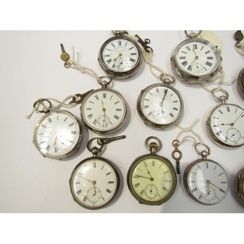 8119 - Twelve assorted 19th Century silver cased English pocket watches, most with fusee movements