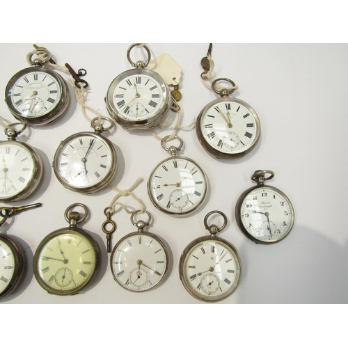 8119 - Twelve assorted 19th Century silver cased English pocket watches, most with fusee movements