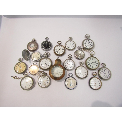 8122 - A collection of mainly 20th Century base metal cased pocket watches including WWII era Swiss movemen... 