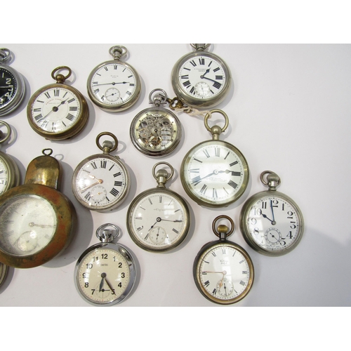 8122 - A collection of mainly 20th Century base metal cased pocket watches including WWII era Swiss movemen... 