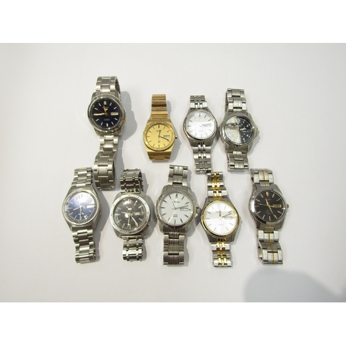 8155 - Nine assorted Seiko mechanical and quartz wristwatches including Seiko G (5 examples)