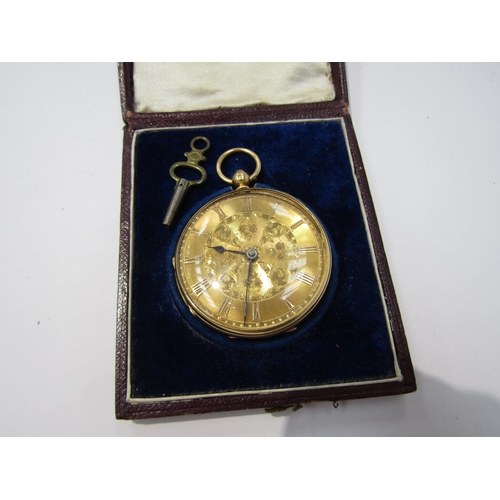 8166 - An 18k gold case pocket watch, Pearce Grantham inscribed to movement case, engraved dial, Roman nume... 