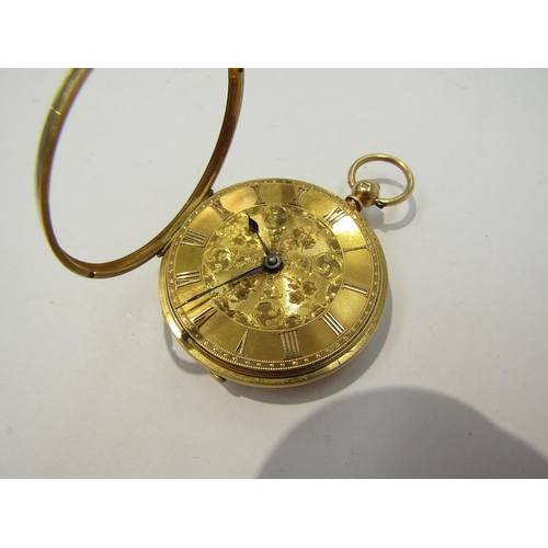 8166 - An 18k gold case pocket watch, Pearce Grantham inscribed to movement case, engraved dial, Roman nume... 