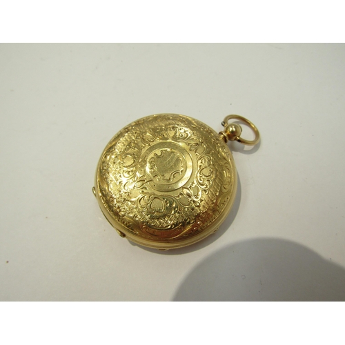 8166 - An 18k gold case pocket watch, Pearce Grantham inscribed to movement case, engraved dial, Roman nume... 