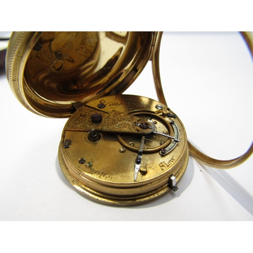 8166 - An 18k gold case pocket watch, Pearce Grantham inscribed to movement case, engraved dial, Roman nume... 