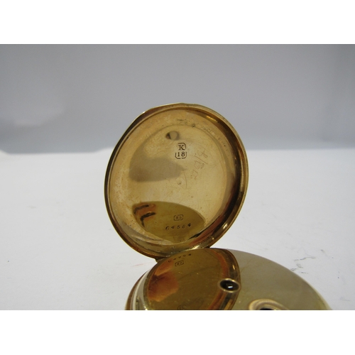 8171 - An 18k gold small closed case pocket watch, engraved central dial with black Roman numerals and engr... 