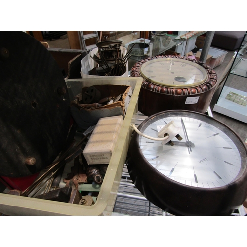 8180 - Two wall hanging clocks and additional clock parts