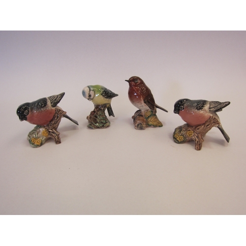 1030 - Four Beswick birds in gloss - two Bullfinches, Robin and Blue Tit
