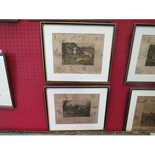 1082 - A set of four hunting scene etchings, 