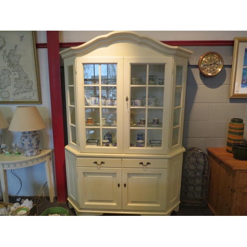 1112 - A French style painted cabinet with two glazed doors over two drawers and two door cupboard base, 20... 