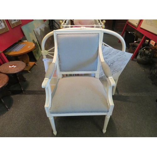 1137 - A French style painted fauteuil armchair