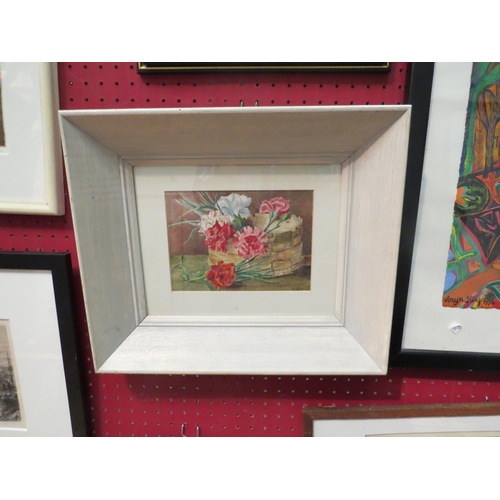 1162 - A watercolour of Carnations. Monogrammed G.J.R and dated '09 lower right. Framed and glazed. Image s... 