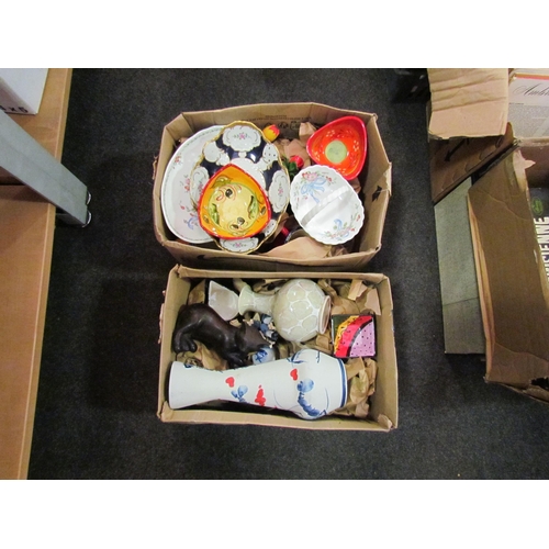 1216 - Four boxes of mixed ceramics, Spanish wares, Wedgwood, etc