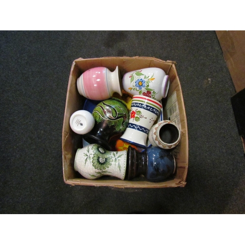 1216 - Four boxes of mixed ceramics, Spanish wares, Wedgwood, etc