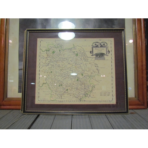 1280 - A collection of prints and maps including a maple framed example  (E)  £15-25