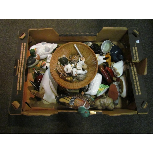 1282 - A box of assorted animal figures including Wade Whimsies and Poole pottery