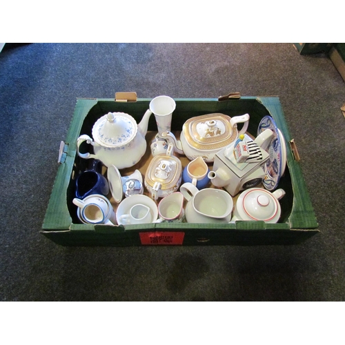 1284 - A box of assorted ceramics including Spode teapot and sugar bowl, jugs, etc