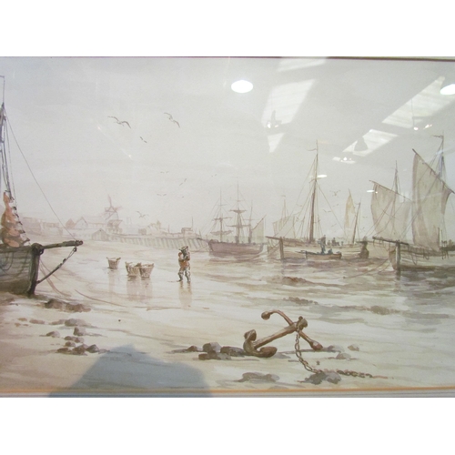 1290 - GEORGE STANFIELD WALTERS R.B.A. (1838-1924):  watercolour of Seafaring, framed and glazed, 39cm x 56... 