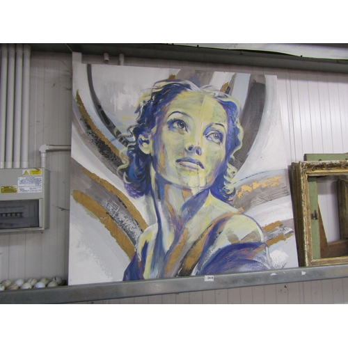 2418 - An acrylic on canvas of a Loretta Young by an Ipswaich based speed artist Lois Cordelia