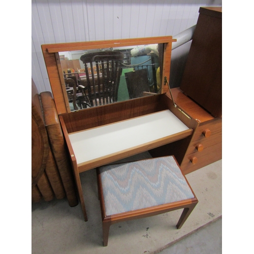 2420 - A Stag 1970's teak mirrored dressing table with stool          (R) £20