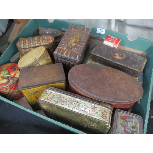 2031 - A box of vintage tins