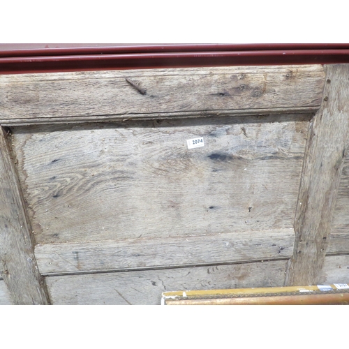 2074 - A section of 18th Century oak panelling 220 x 148cm