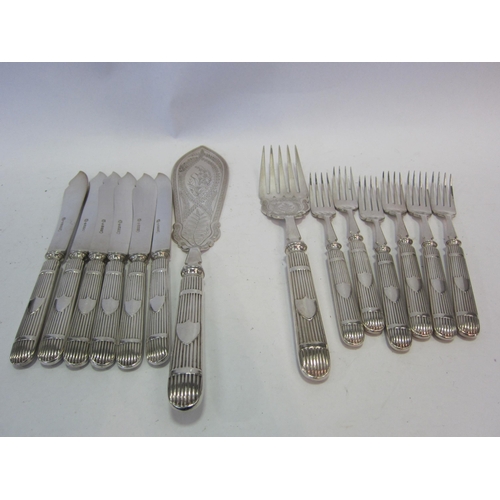 1369 - A plated set of fish knives and forks and servers