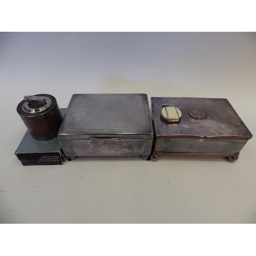 1430 - Two plated boxes, a Ronson Varaflame Electronic lighter, a table lighter and a 1930's example lighte... 